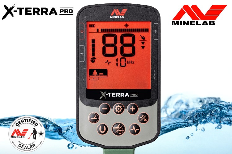 Minelab X-Terra PRO Ausrüstungspaket I (Metalldetektor & Pinpointer XP MI-4 & Schatzsucherhandbuch)